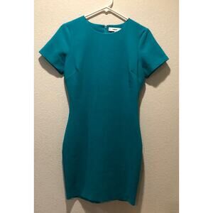 Likely Manhattan Teal Polyester Blend Short Sleeve Bodycon Mini Dress Size 6